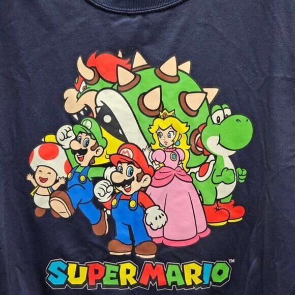 Super Mario Group Navy Blue Graphic L/S Sweatshirt S Soft & Collectible - Picture 4 of 11